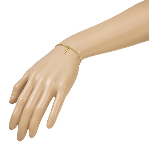 Herco 24K Polished Two-Strand Latin Cross Dangle Bracelet