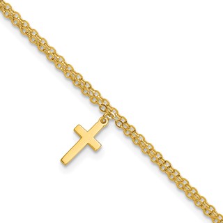 Herco 24K Polished Two-Strand Latin Cross Dangle Bracelet