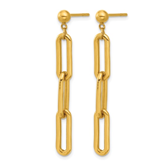 Herco 24K Polished Paperclip Link with Au900 Back and Post Dangle Earrings
