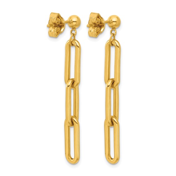 Herco 24K Polished Paperclip Link with Au900 Back and Post Dangle Earrings