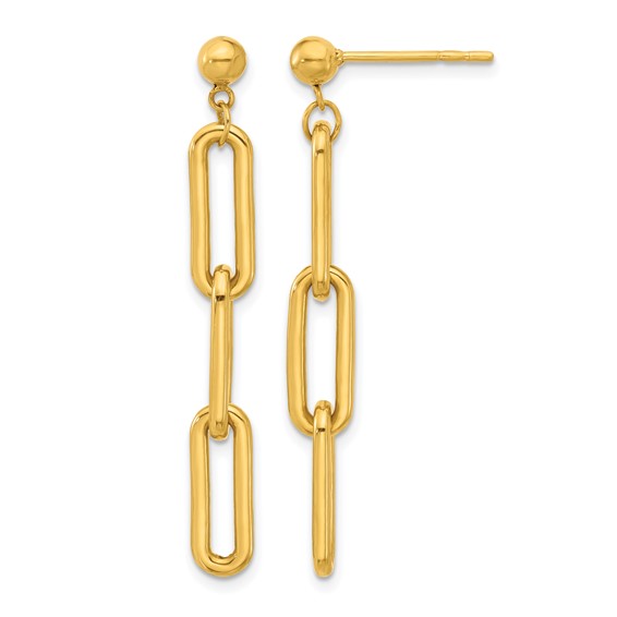 Herco 24K Polished Paperclip Link with Au900 Back and Post Dangle Earrings