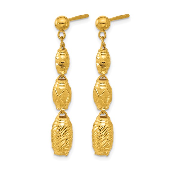 Herco 24K Polished Textured and Faceted Bead Post Dangle Earrings