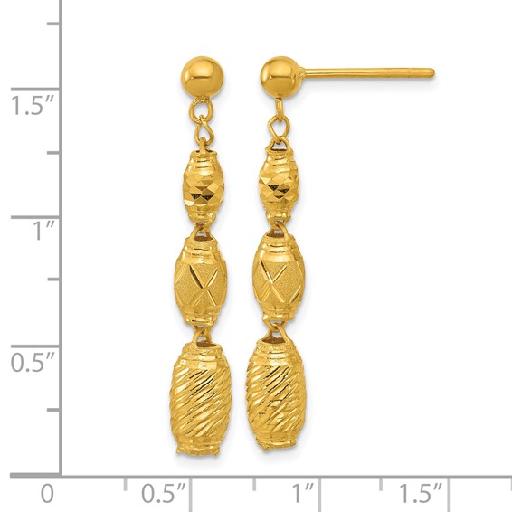 Herco 24K Polished Textured and Faceted Bead Post Dangle Earrings