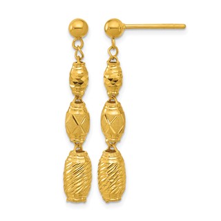 Herco 24K Polished Textured and Faceted Bead Post Dangle Earrings