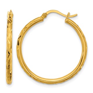 Herco 24K Polished and Faceted 2 x 26.5mm with 18k Clutch Round Hoop Earrings