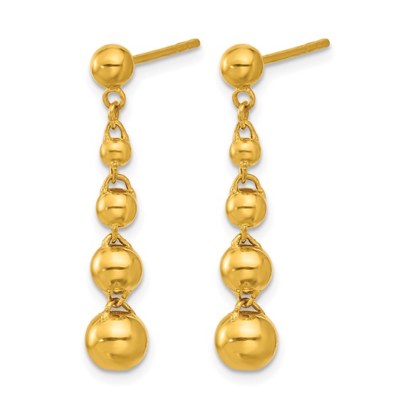 Herco 24K Polished Graduated Beads with Au900 Back and Post Dangle Earrings
