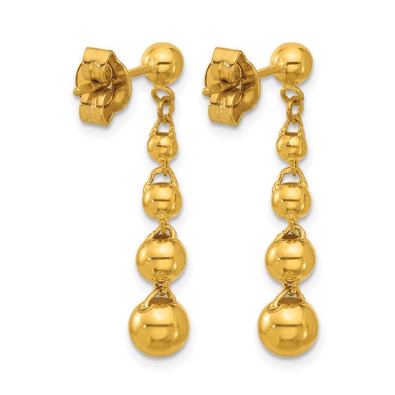 Herco 24K Polished Graduated Beads with Au900 Back and Post Dangle Earrings