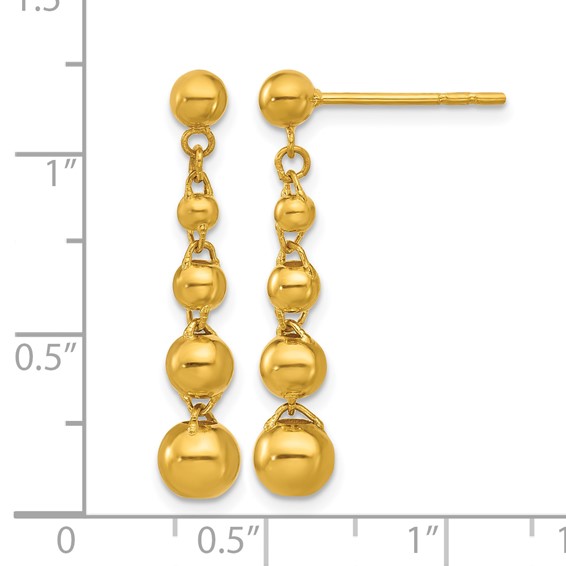 Herco 24K Polished Graduated Beads with Au900 Back and Post Dangle Earrings