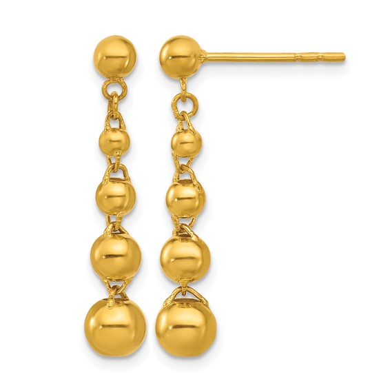 Herco 24K Polished Graduated Beads with Au900 Back and Post Dangle Earrings