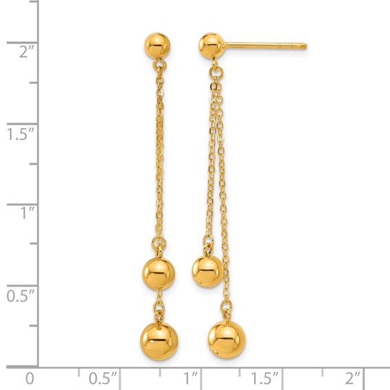 Herco 24K Polished 2-Strand Beaded with Au900 Back and Post Dangle Earrings