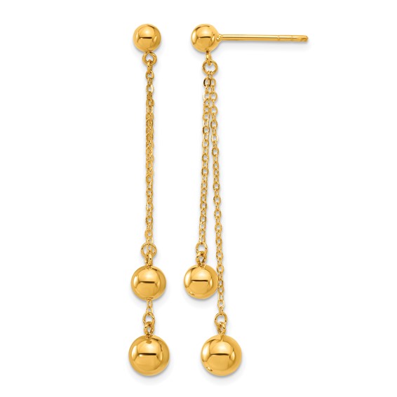 Herco 24K Polished 2-Strand Beaded with Au900 Back and Post Dangle Earrings