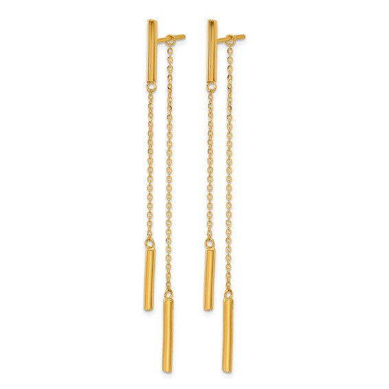 Herco 24K Polished Double Bar with Au900 Back and Post Dangle Earrings