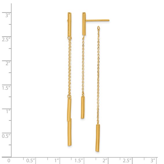 Herco 24K Polished Double Bar with Au900 Back and Post Dangle Earrings