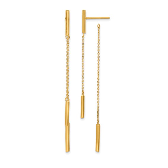 Herco 24K Polished Double Bar with Au900 Back and Post Dangle Earrings
