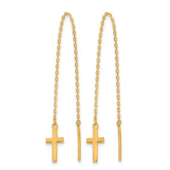 Herco 24K Polished Latin Cross Threader Earrings