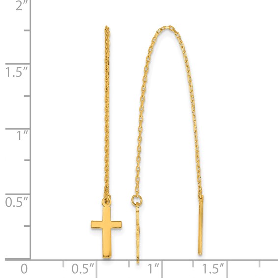 Herco 24K Polished Latin Cross Threader Earrings