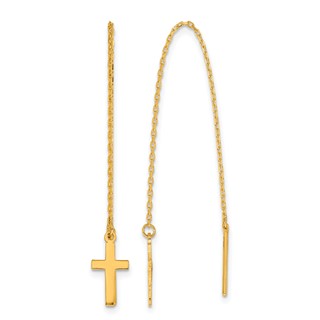 Herco 24K Polished Latin Cross Threader Earrings