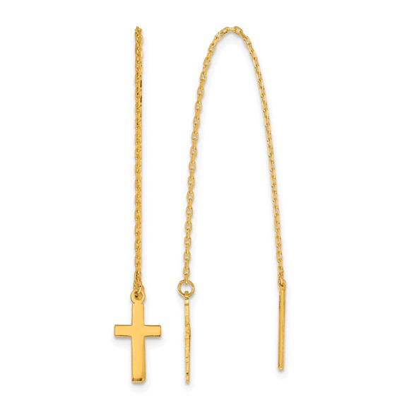 Herco 24K Polished Latin Cross Threader Earrings