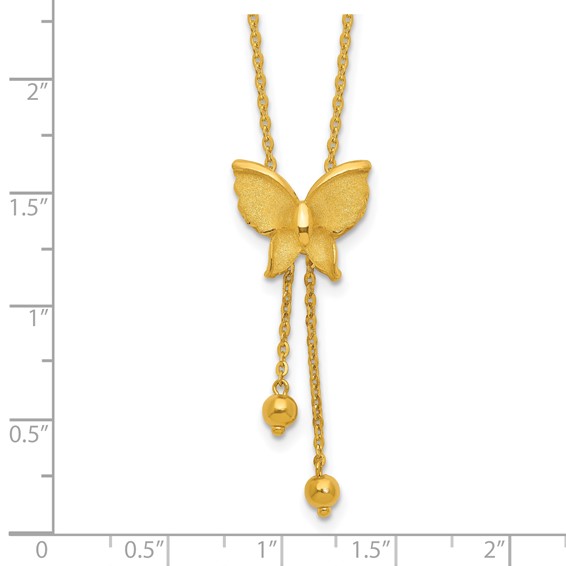 Herco 24K Polished and Textured Butterfly Lariat 18 Inch Necklace