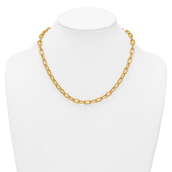 Herco 24K Polished 6.5mm Paperclip Link 18 Inch Necklace