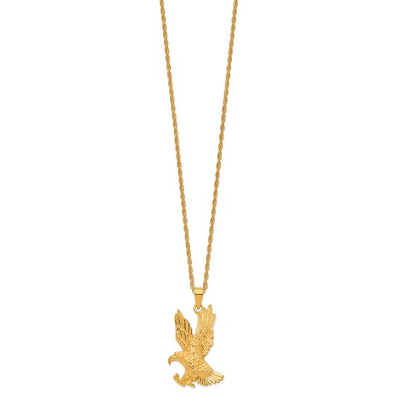 Herco 24K Polished and Textured Solid Eagle 22 Inch Necklace