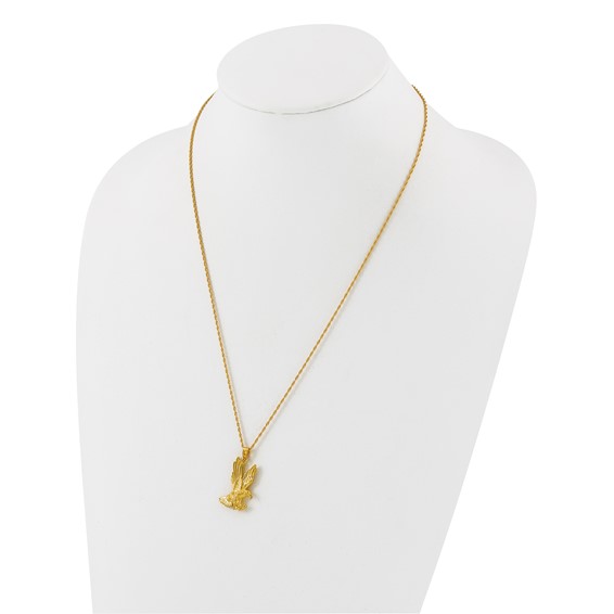 Herco 24K Polished and Textured Solid Eagle 22 Inch Necklace