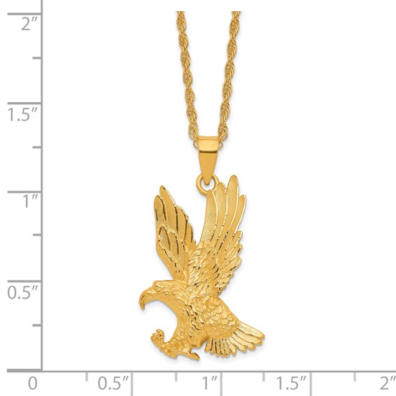 Herco 24K Polished and Textured Solid Eagle 22 Inch Necklace