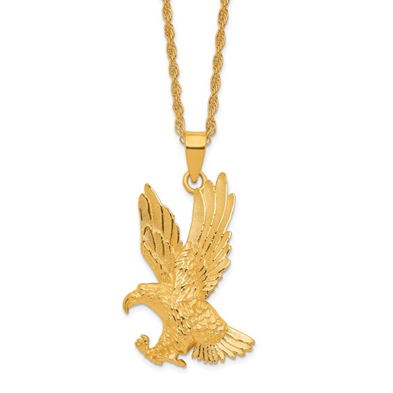 Herco 24K Polished and Textured Solid Eagle 22 Inch Necklace