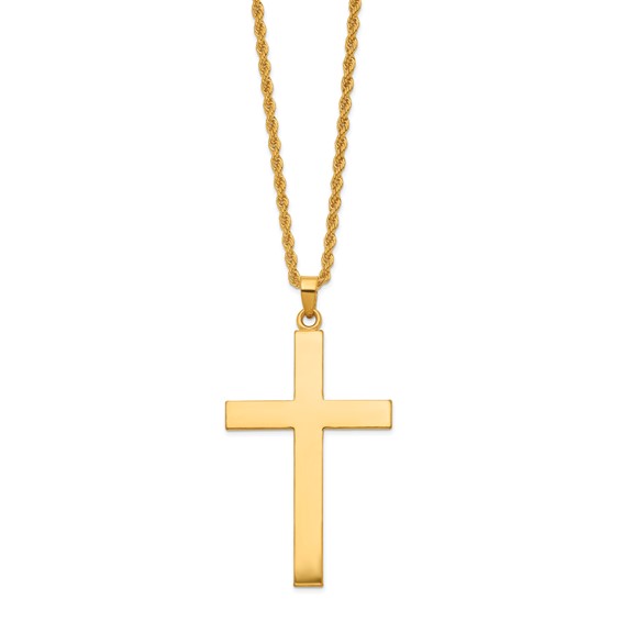 Herco 24K Polished Solid Latin Cross 22 Inch Necklace