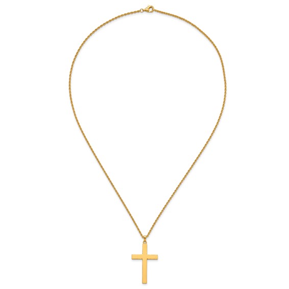 Herco 24K Polished Solid Latin Cross 22 Inch Necklace