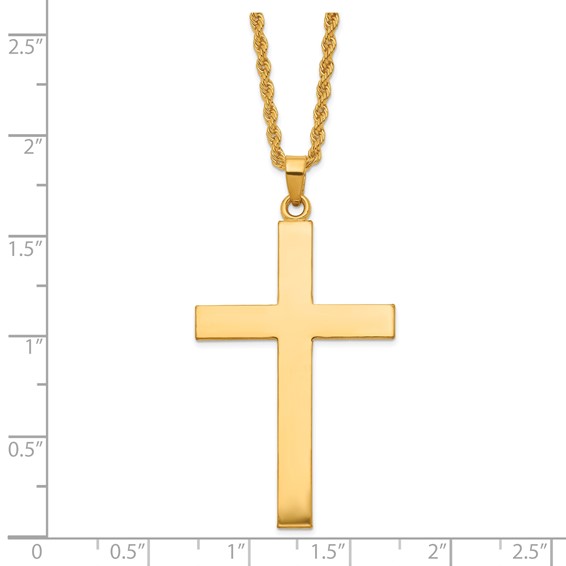 Herco 24K Polished Solid Latin Cross 22 Inch Necklace