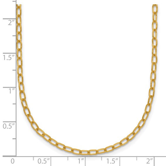 Herco 24K Handmade Solid 2.5mm Cable Link 16 Inch with  2 Inch Extension Toggle Necklace