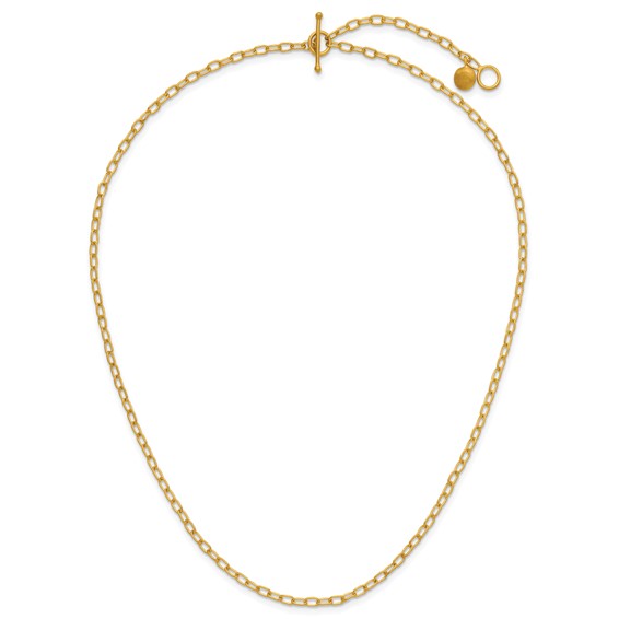 Herco 24K Handmade Solid 2.5mm Cable Link 16 Inch with  2 Inch Extension Toggle Necklace