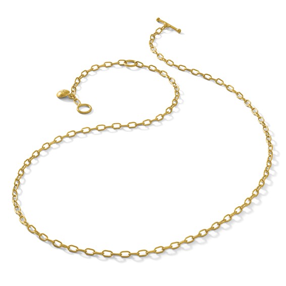 Herco 24K Handmade Solid 2.5mm Cable Link 16 Inch with  2 Inch Extension Toggle Necklace