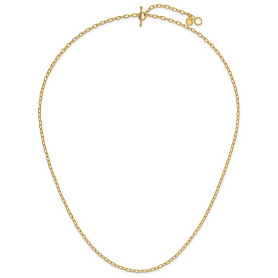 Herco 24K Handmade Solid 2.5mm Cable Link 22 Inch with  2 Inch Extension Toggle Necklace