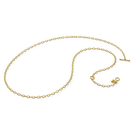 Herco 24K Handmade Solid 2.5mm Cable Link 22 Inch with  2 Inch Extension Toggle Necklace