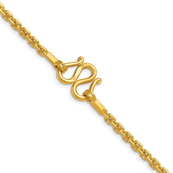 Herco 24K Gold Diamond-Cut Open Link Cable Chain