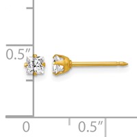 Inverness 18K Yellow Gold 3mm Square CZ Post Piercing Earrings view 4