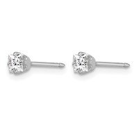 Inverness 18K White Gold 3mm Square CZ Post Piercing Earrings view 2