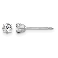 Inverness 18K White Gold 3mm Square CZ Post Piercing Earrings view 1