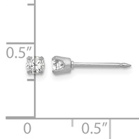Inverness 18K White Gold 3mm CZ Post Piercing Earrings view 4