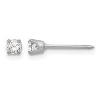 Inverness 18K White Gold 3mm CZ Post Piercing Earrings view 1