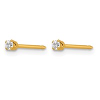 Inverness 18K Yellow Gold 2mm CZ Post Piercing Earrings view 2