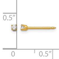 Inverness 18K Yellow Gold 2mm CZ Post Piercing Earrings view 4