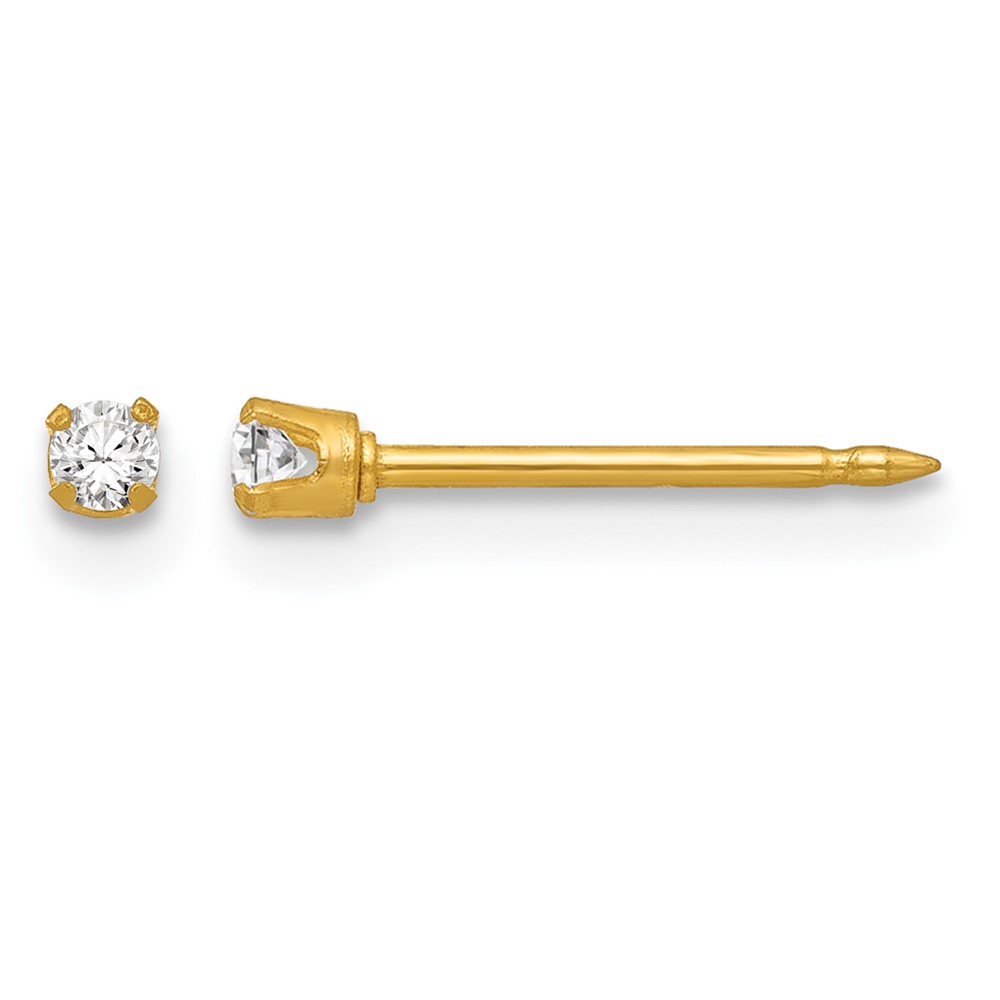 Inverness 18K Yellow Gold 2mm CZ Post Piercing Earrings