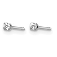 Inverness 18K White Gold 2mm CZ Post Piercing Earrings view 2