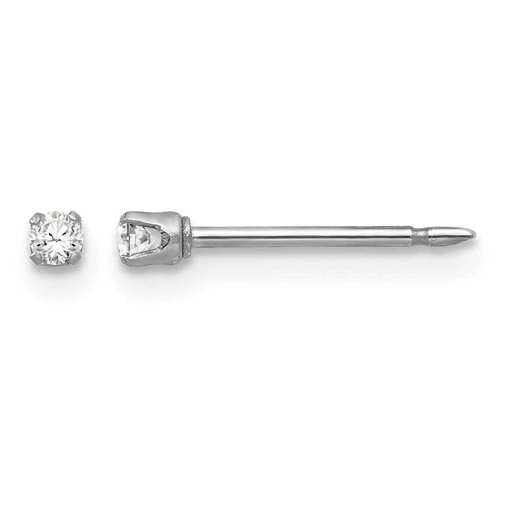 Inverness 18K White Gold 2mm CZ Post Piercing Earrings
