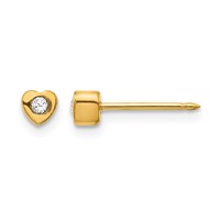 Inverness Stainless Steel 24K Gold-plated Heart Earrings with Crystal Post Piercing view 1