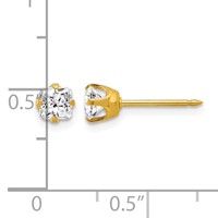 Inverness 14K Yellow Gold 5mm Square Princess CZ Post Piercing Earrings view 4