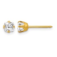 Inverness 14K Yellow Gold 5mm Square Princess CZ Post Piercing Earrings view 1